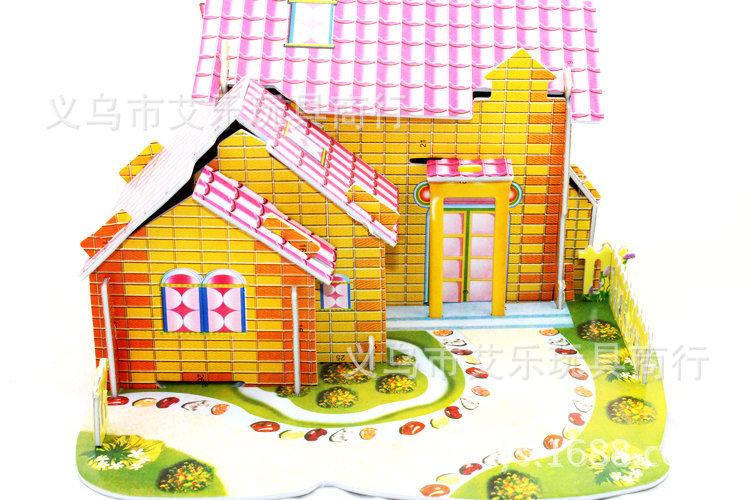 地摊热销热卖 儿童益智玩具纸质3d拼图 童话房子屋 送广告布图片_6